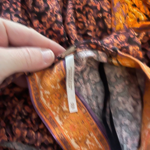 Free People x small boho bell sleeves tie top open back floral jumper shorts - Picture 2 of 9